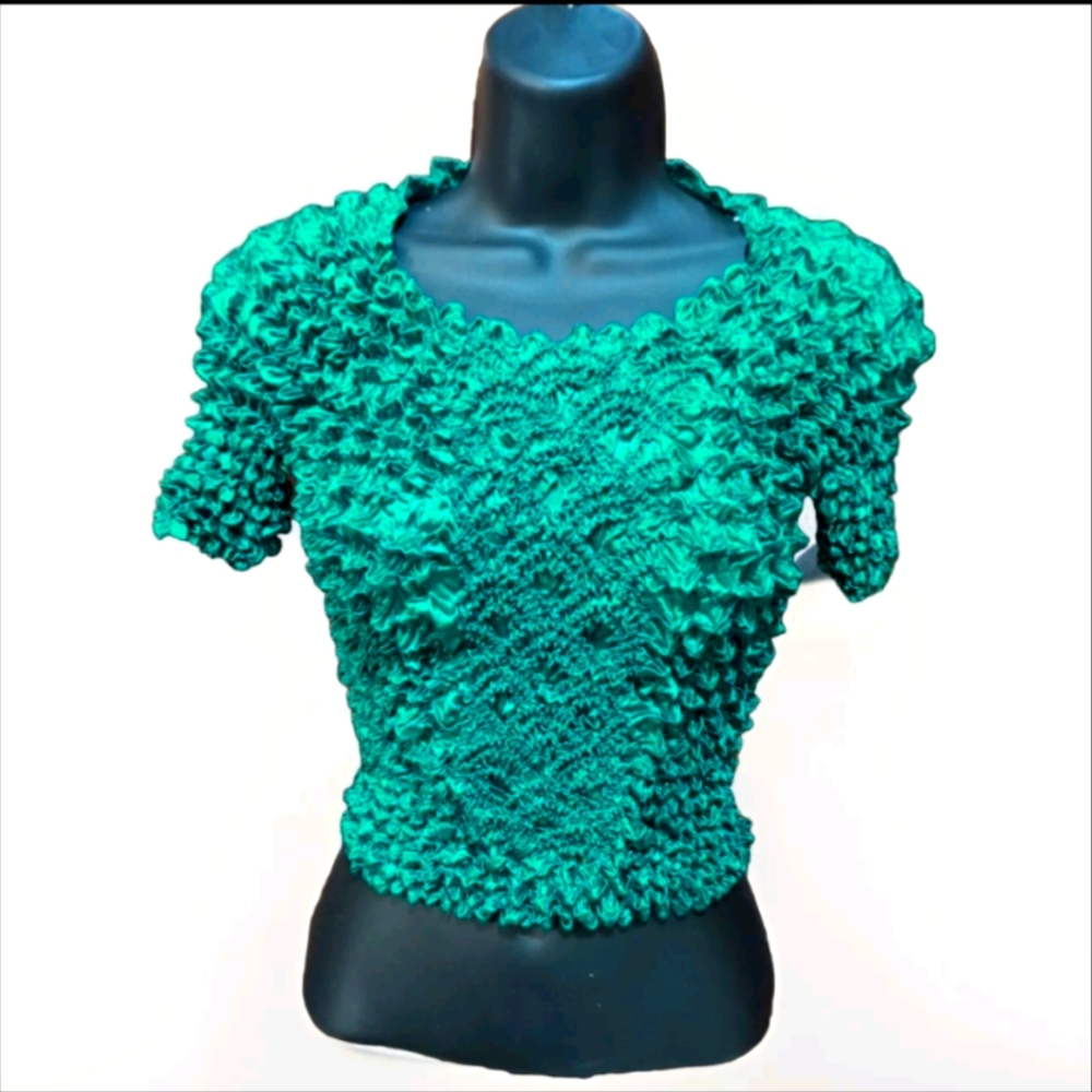 Crinkle Popcorn Origami by FC Woman's One Size Fits Most  Fashion Blouse Shirt